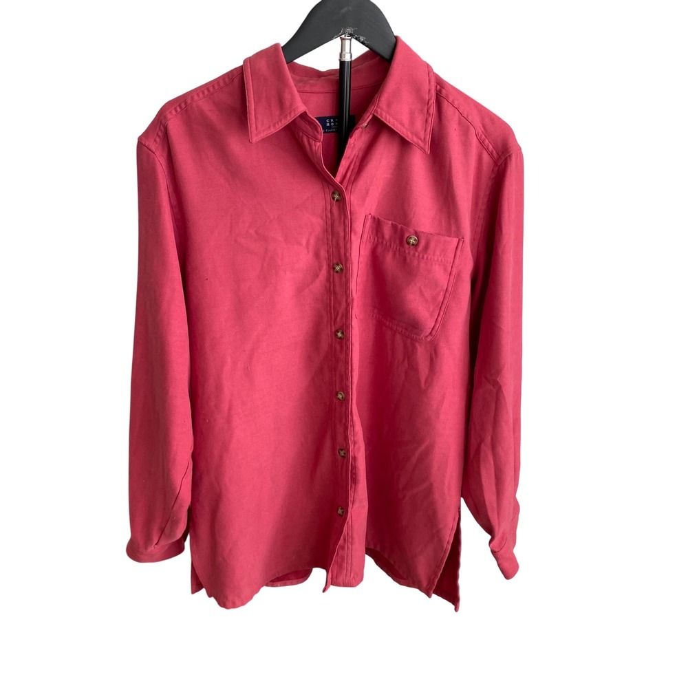 Crazy Horse Liz Claiborne Pink Sueded Button Down Shirt Medium Long Sleeve
